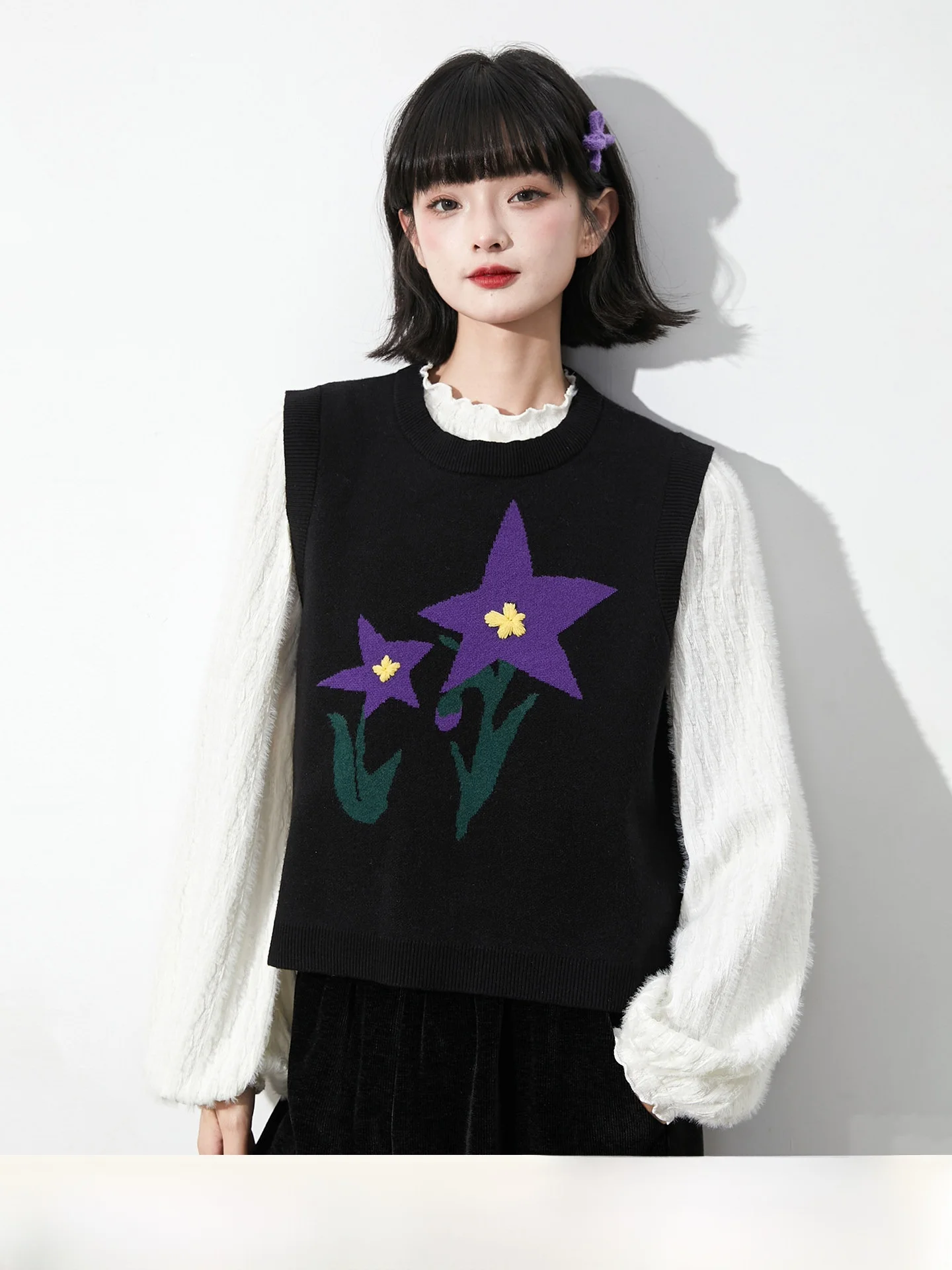 

Оранжевый вязаный жилет Bla Orange Danon с вышивкой, женский модный топ для многослойных образов, оригинальный дизайн от Cong Tailor