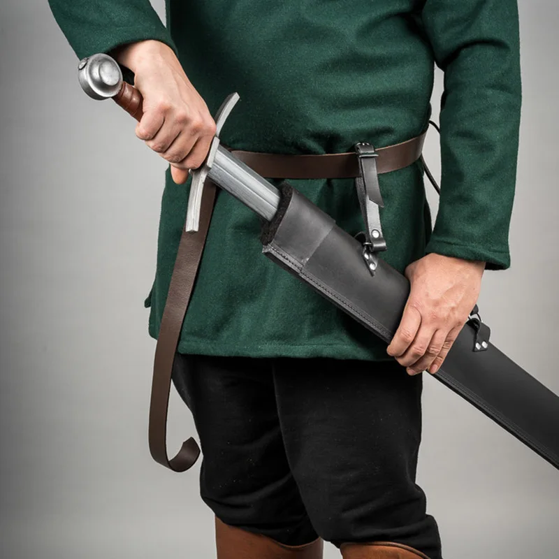 Funda para espada de cuero vikingo Medieval, soporte para vaina, caballero sajón, accesorio de disfraz, funda para cinturón LARP, accesorio para hombres