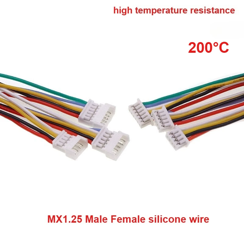 

JST1.25 MX1.25mm Male Female Silicone Wire Soft High Temperature Resistance 2/3/4/5/6pin Air Docking Plug Terminal Wire 26AWG