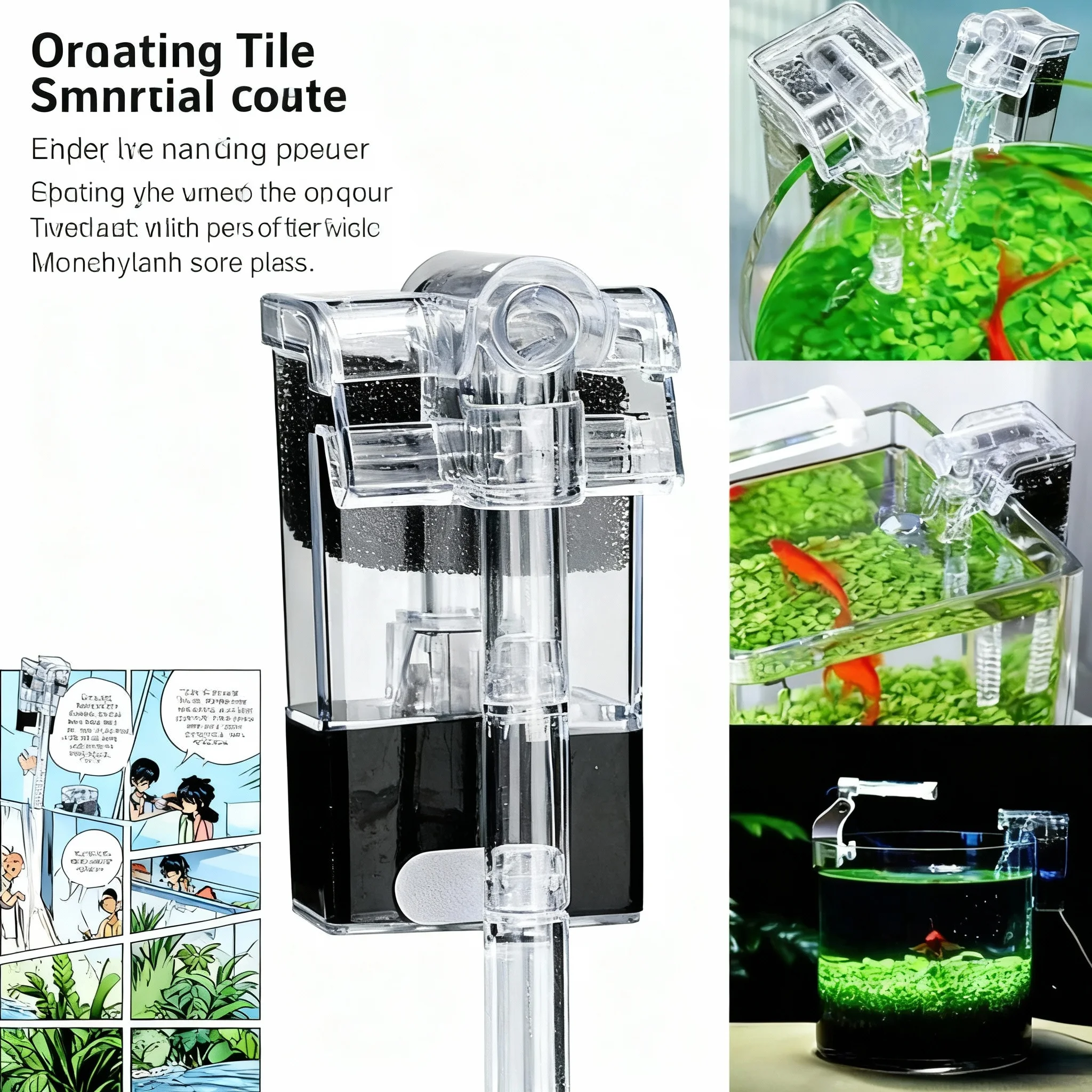 Mini Aquarium Hang-on Filter USB Power Interface 2.5W Flow Quiet Operation Suitable for Fish Tanks below 30cm