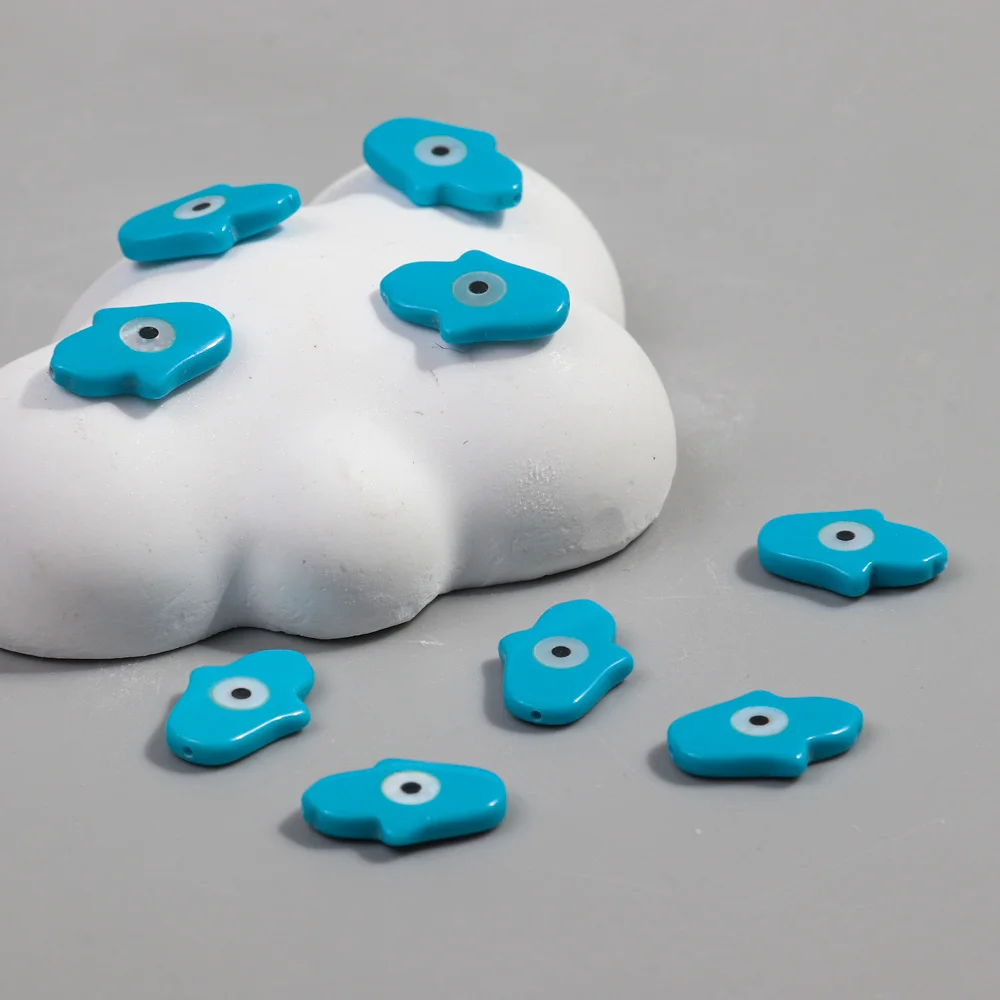 10Pcs/lot 10x14mm Blue Fatima's Hand Shape Natural Mother of Pearl Evil Eye Beads for Women Making DIY Jewelry Necklace Bracelet