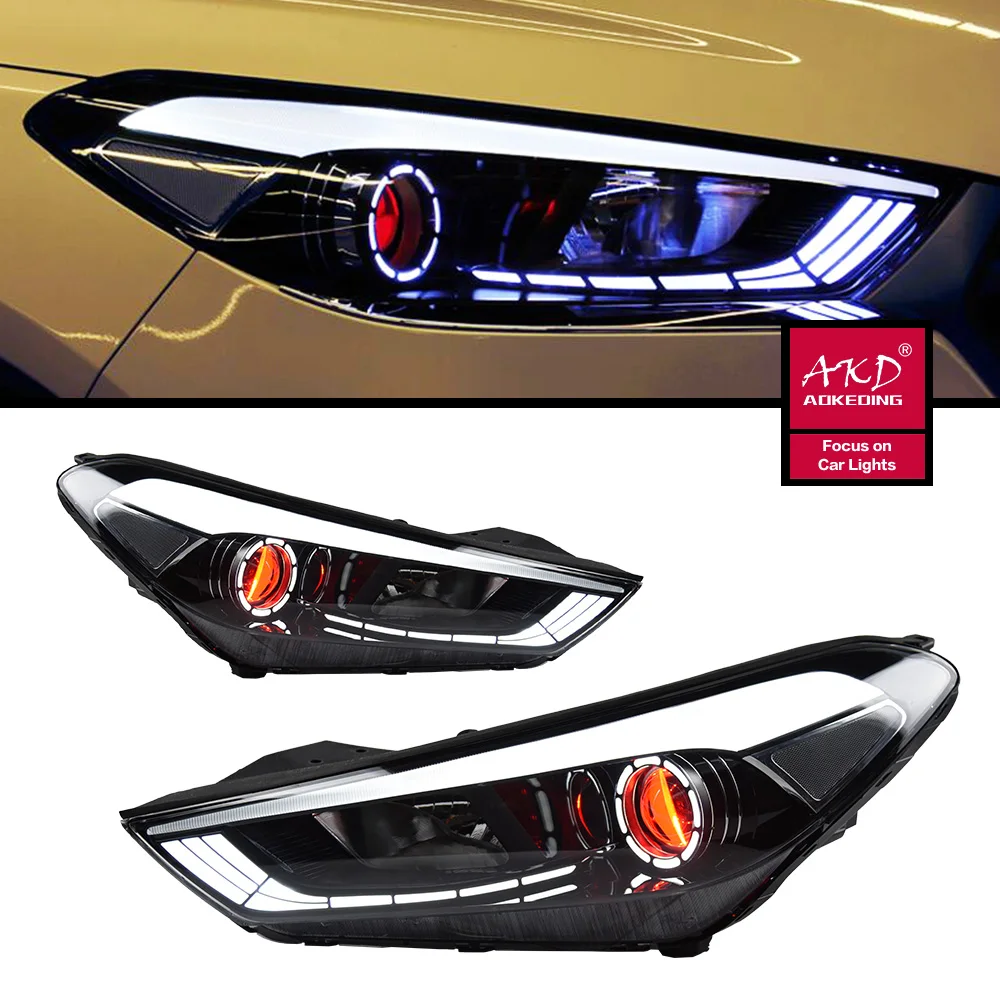 Auto Parts For Hyundai Tucson Front Headlights 2015-2018 latest Styling Daytime Lights LED Projector Car Accesorios Modified