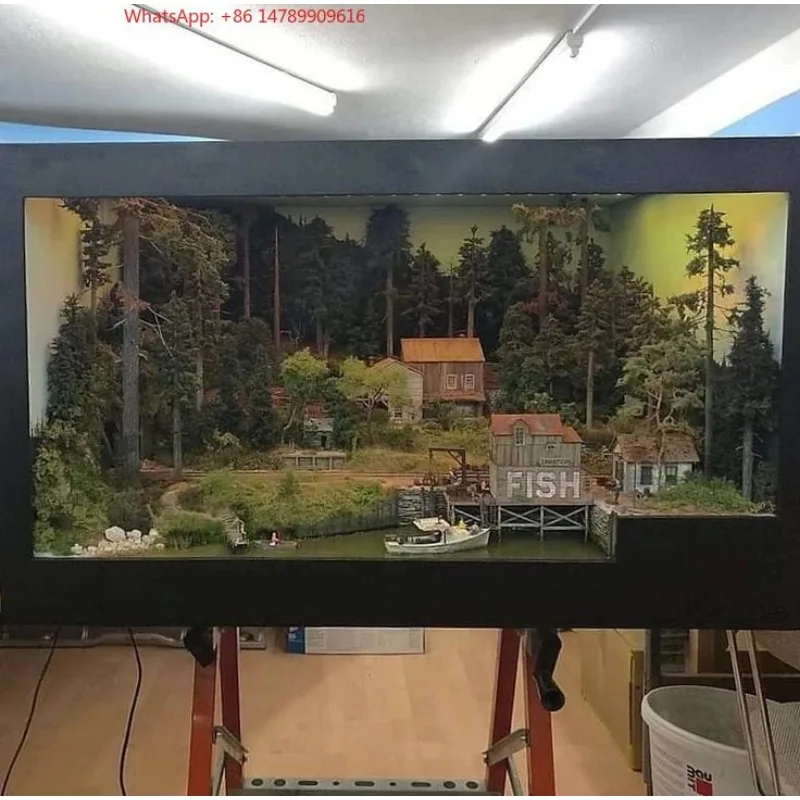 Miniature scene model customization, forest scene model in the wooden box, forest hut scene, scene customization