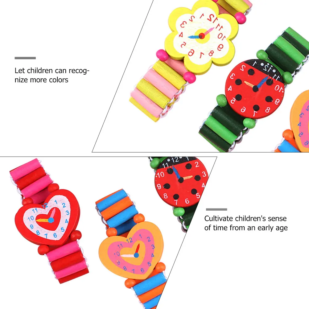 5 шт. деревянные детские часы, игрушка, прочные наручные часы с героями мультфильмов, яркий цвет, нежное ощущение, декоративное время, познавательная игрушка