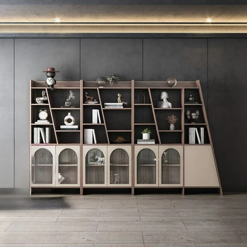 

LTT floor-to-ceiling shelf creative solid wood display combination Nordic integrated whole wall bookcase