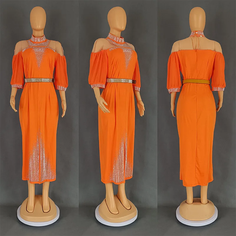 

2025 Luxury Diamond African Dresses for Women Wedding Evening Party Dress Ankara Dashiki Africa Clothing Dubai Kaftan Abaya Gown