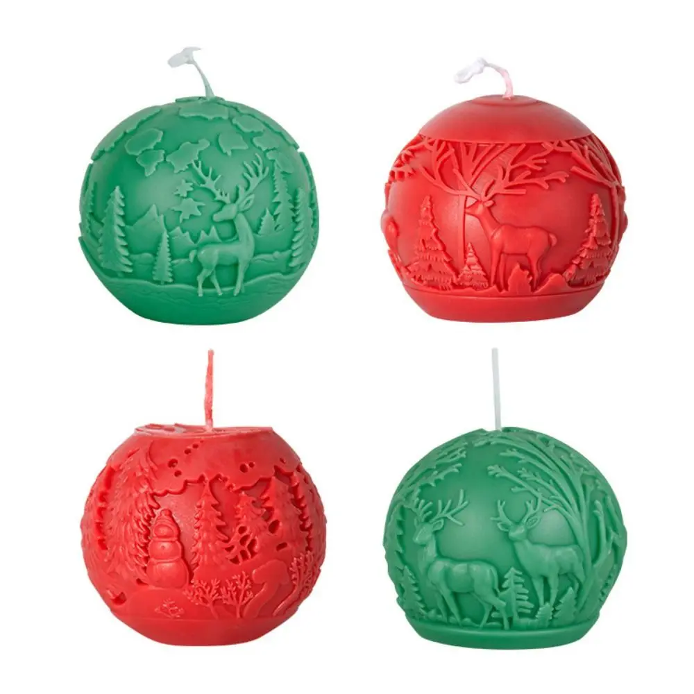 Cartoon 3D Christmas Ball Mold Elk Silicone Aromatherapy Candle Mold Handmade Christmas Tree Soap Mold Christmas Day 3