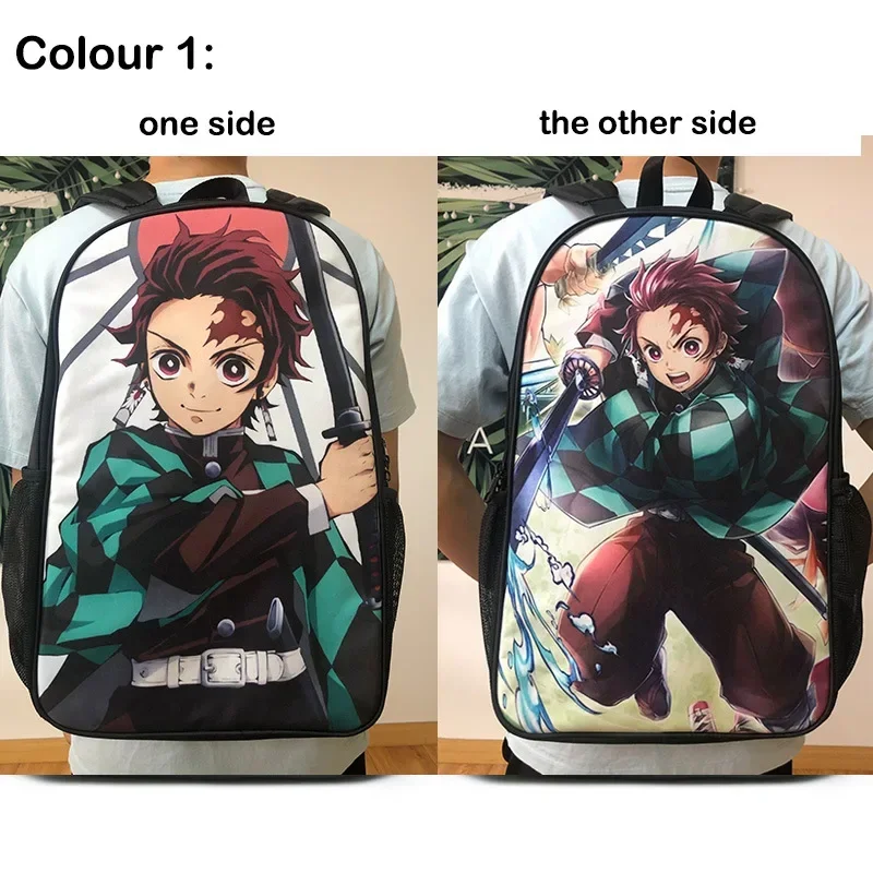 Demon Slayer Kimetsu No Yaiba Backpack Anime Bag Kamado Tanjirou School Bags Teenagers Fashions Double Sided Print Notebook Bag