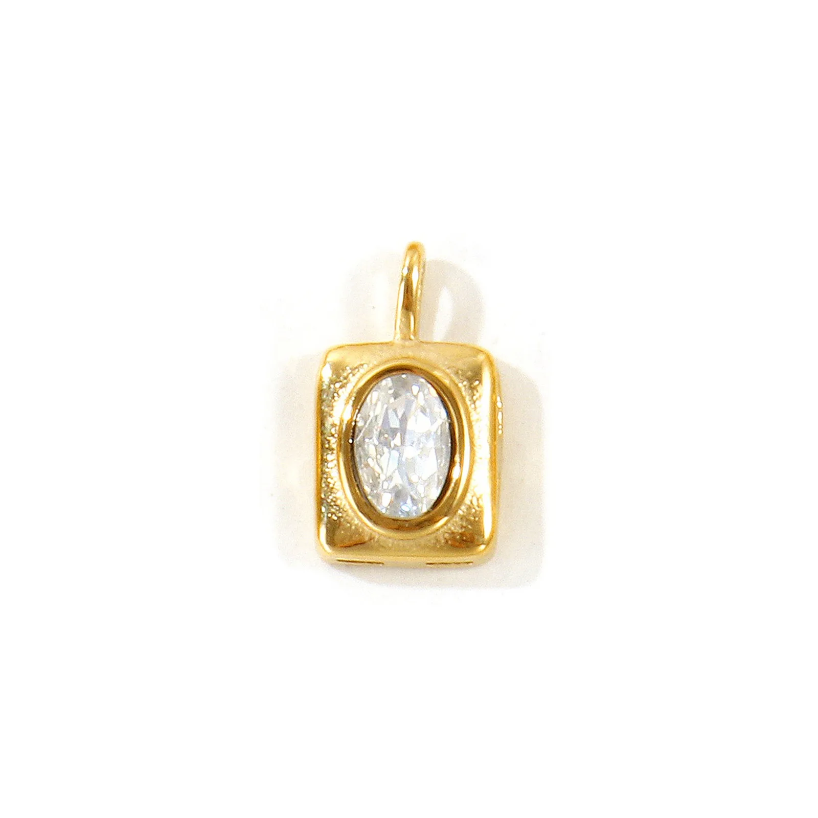 1 Stück Mehrfarbiger Ovaler Kubischer Zirkonia Geometrischer Anhänger 18K Vergoldeter 304 Edelstahl-Anhänger für DIY Halsketten-Schmuckherstellung – Detail 9