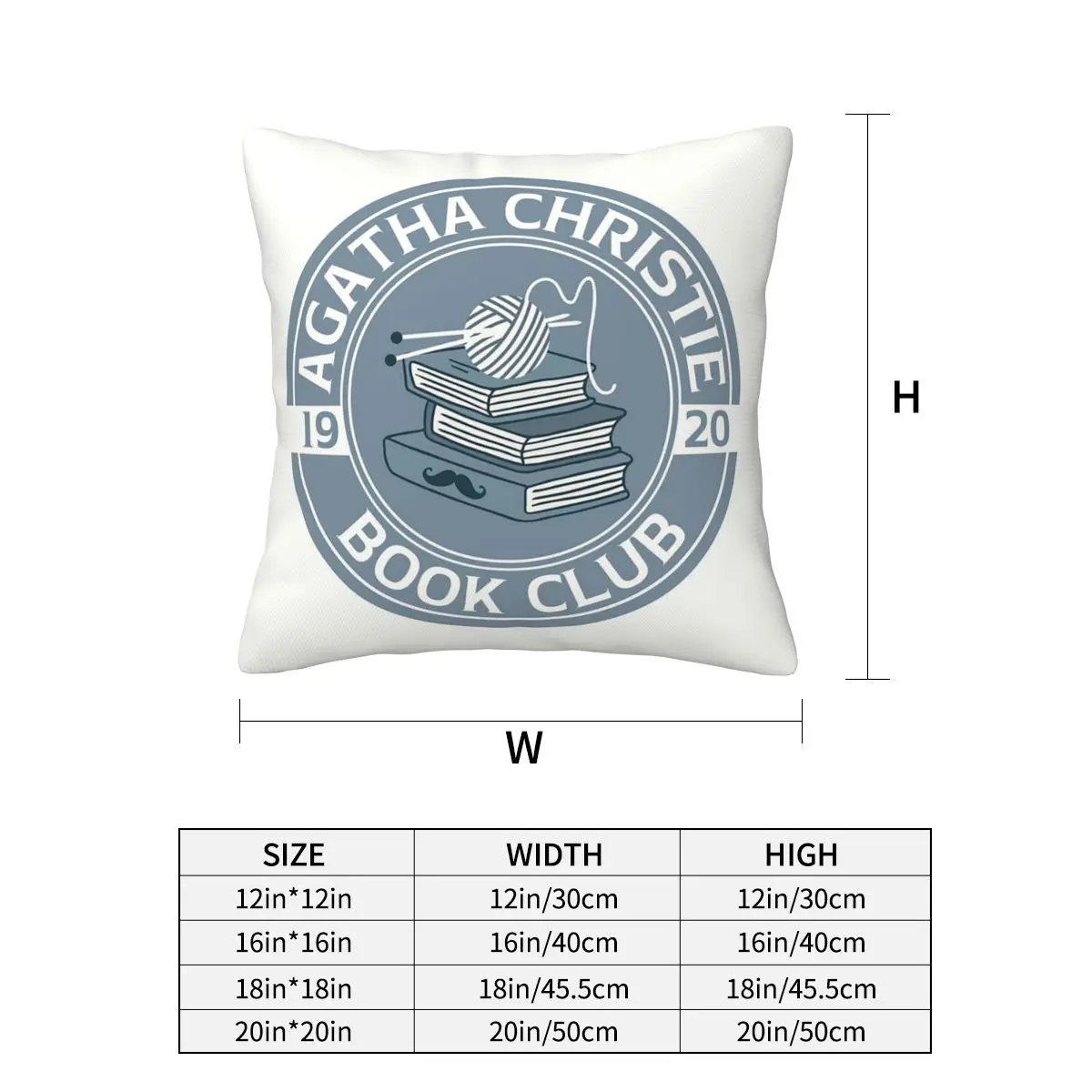 Agatha Christie Book Club Square Pillowcase Cushion Cover Pillow Case Throw Pillow Cover for Home Bedroom Car