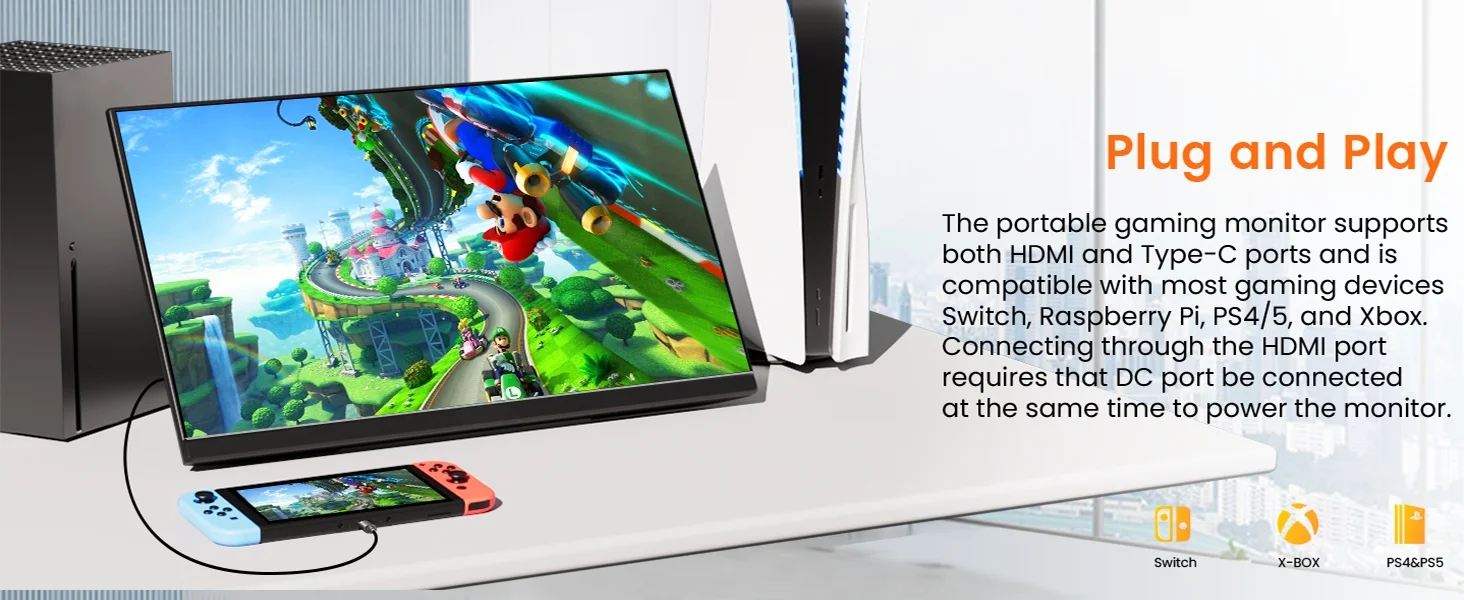 UPERFECT 24 Zoll 120 Hz tragbarer Gaming-Monitor FHD 180 ° Einstellbares großes Laptop-Display, externer zweiter Bildschirm für PC-Telefon, Steamdeck – Detail 19