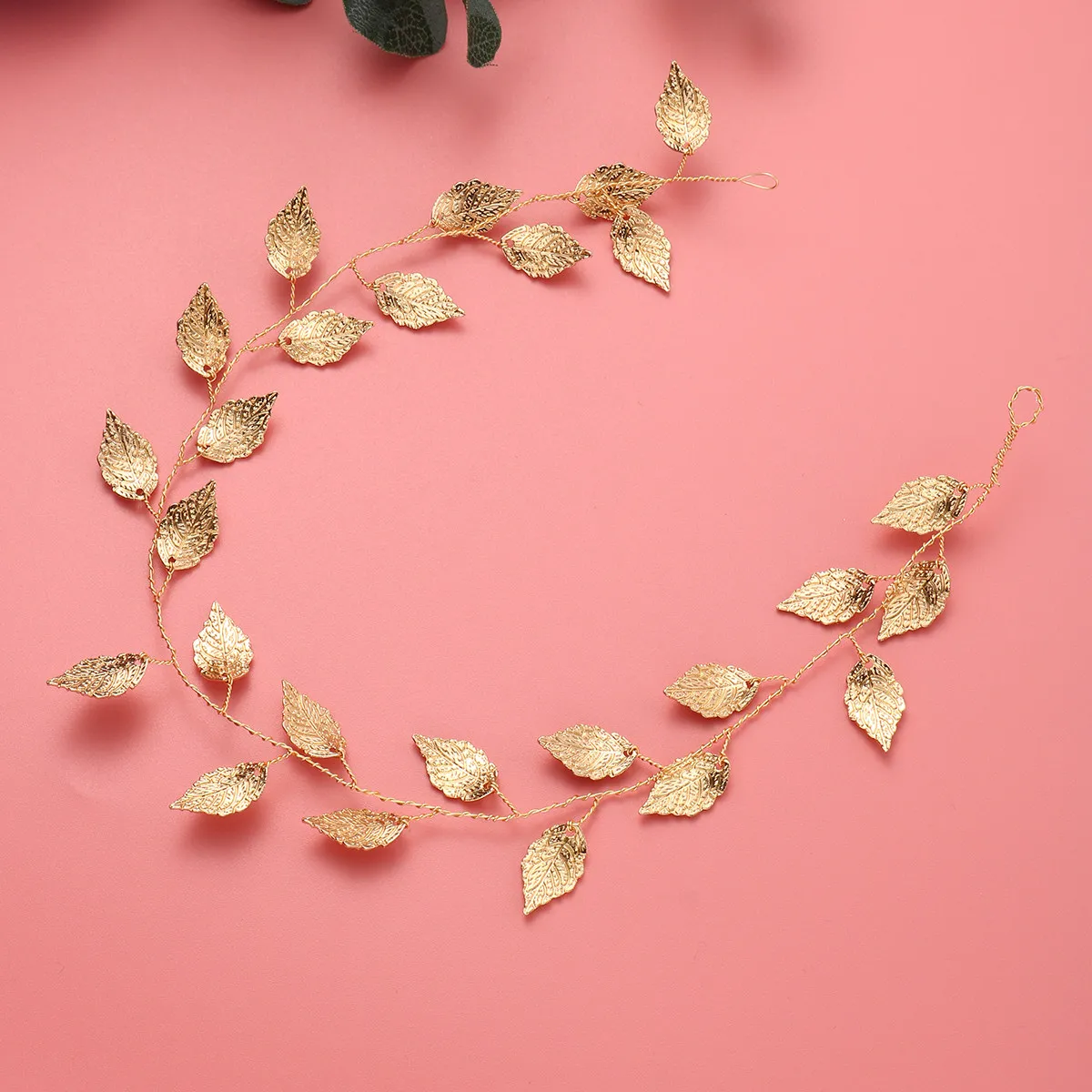 

1Pcs Durable Leaf Design Hair Chain Golden Wedding Headband for Women Bridal Party Accessory Fashion Hoop