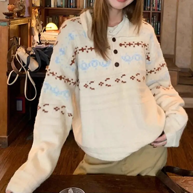 

2026 Kawaii Y2K модный женский пуловер трикотаж - теплая мягкая женская одежда топы уютный милый свитер зимний повседневный модный стильный