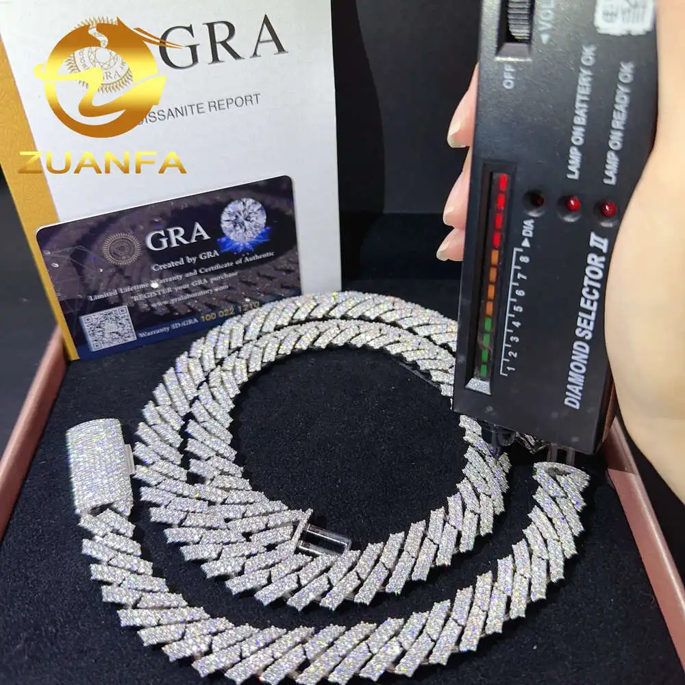 

Wholesale Price Sterling Silver Hip Hop Jewelry Cuban Chain Necklace Bracelet Iced Out Jewelry Vvs Moissanite Diamond Cuban Lin