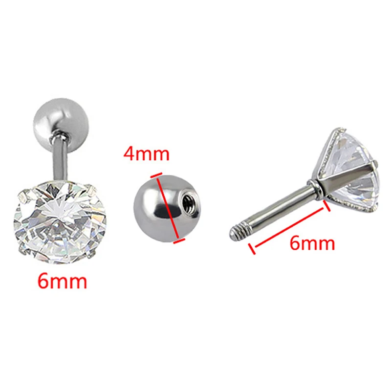 1Pair Simple Thin Rod Earrings Zircon Earrings Screw Ear Bone Nail For Men Women CZ Barbell Helix Tragus Stud Piercings Jewelry image 6