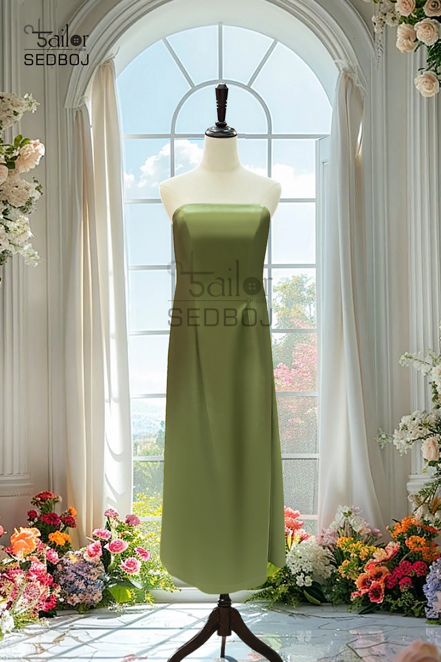 Tailor Shop Abito jacquard con fiocco personalizzato di media lunghezza con orlo ampio per donna