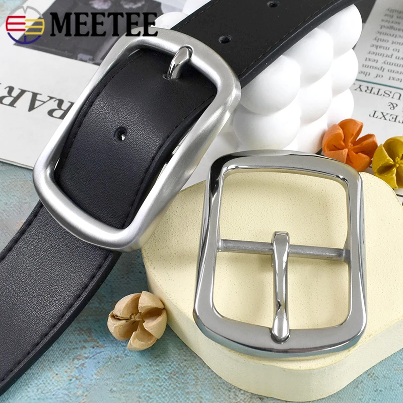 1Pc Meetee 35/40mm Stainless Steel Belts Buckles Metal Pin Belt Buckle for DIY Leather Craft Men Jeans Garment Accessories