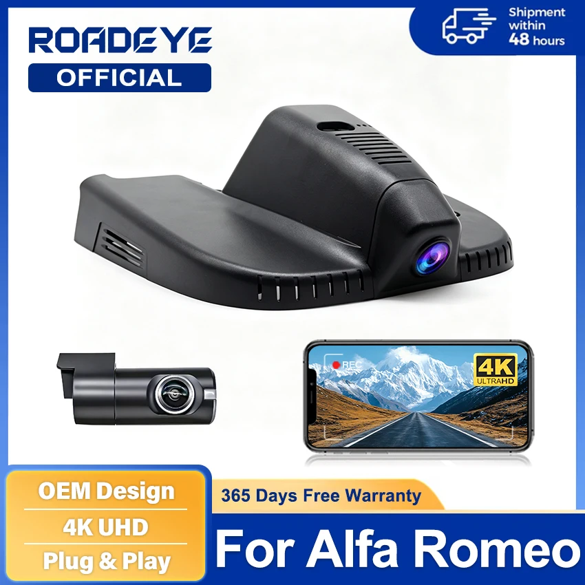 Car DVR for Alfa Romeo Giulia/ Stelvio Quadrifoglio QV Veloce Sprint,4K Dash Cam Auto Camera Dashcam