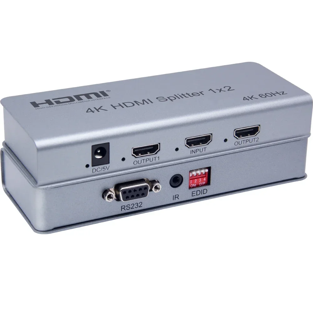 4K 60hz HDMI 2.0 1x8 Splitter 2 4 6 8 Channel Video Output 1x2 1x4 HDMI Splitter Video Converter EDID RS232 for PS4 PC DVD To TV