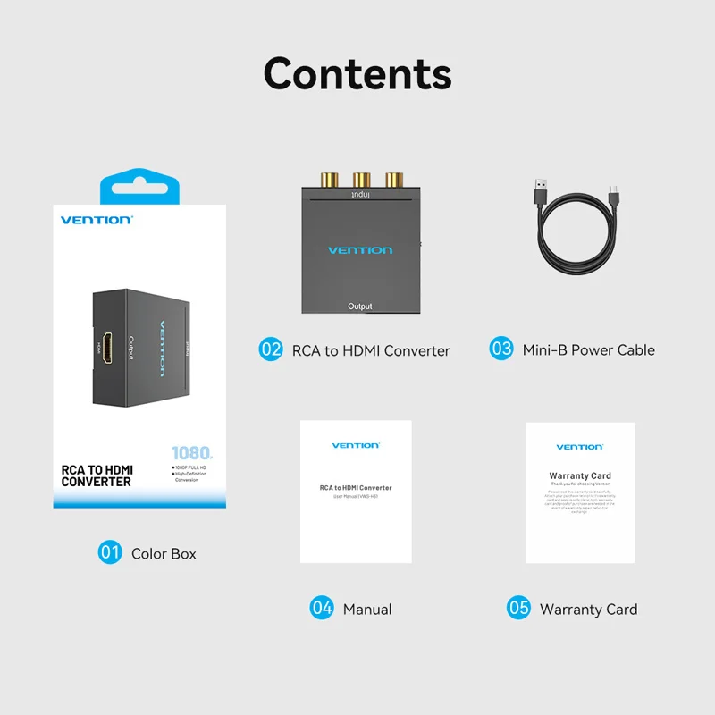 Vention AV إلى HDMI محول HDMI إلى RCA محول فيديو مع USB صغير كابل الطاقة لصندوق التلفزيون العارض لعبة وحدة التحكم HDMI إلى AV