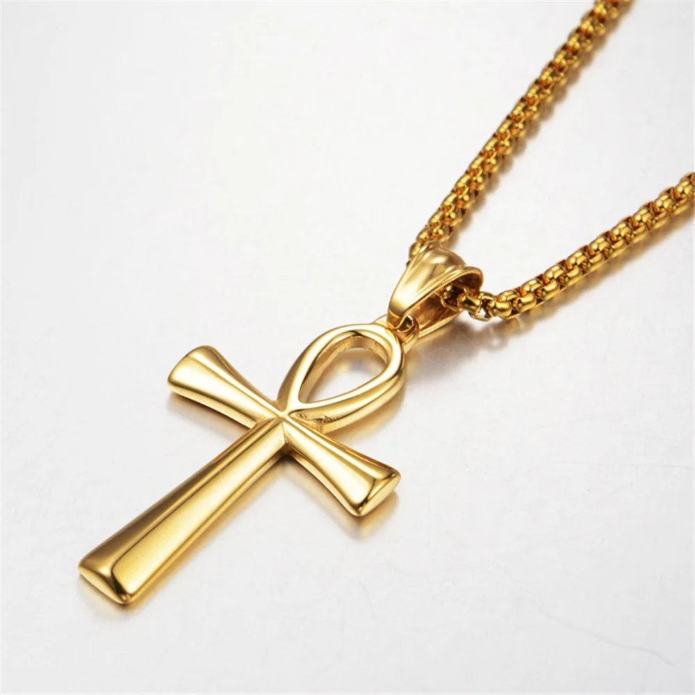 Trendy Mythology Key Of Life Pendant Silver Color Stainless Steel Egyptian Ankh Collar Chains Necklace for Men Women Jewelry - Image 5