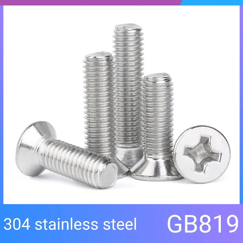 M2 M2.5 M3 M4 M5 M6 Mini Micro Small 304 Stainless Steel Cross Phillips Flat Bolt Countersunk Head Furniture Screw