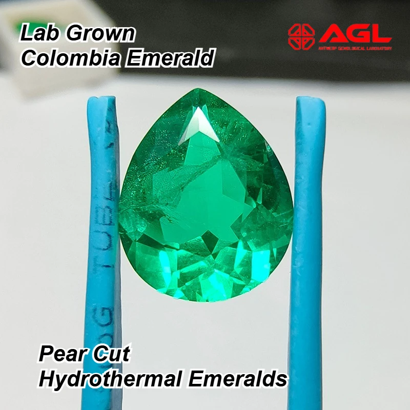 

Выращен в лаборатории Колумбийский изумруд, грушевидная огранка, гидротермальные изумруды для усовершенствованных материалов для изготовления ювелирных изделий, сертификат AGL на выбор