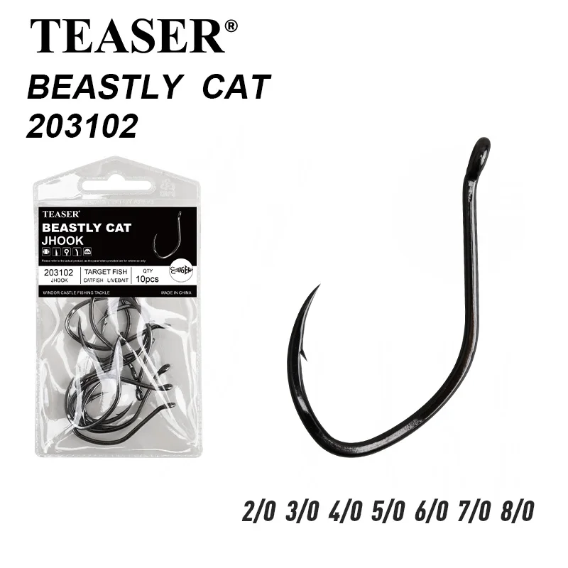 

TEASER 10PCS/BAG Large-sized high-carbon steel reinforced catfish hook with barbs, live bait and large object hook 203102