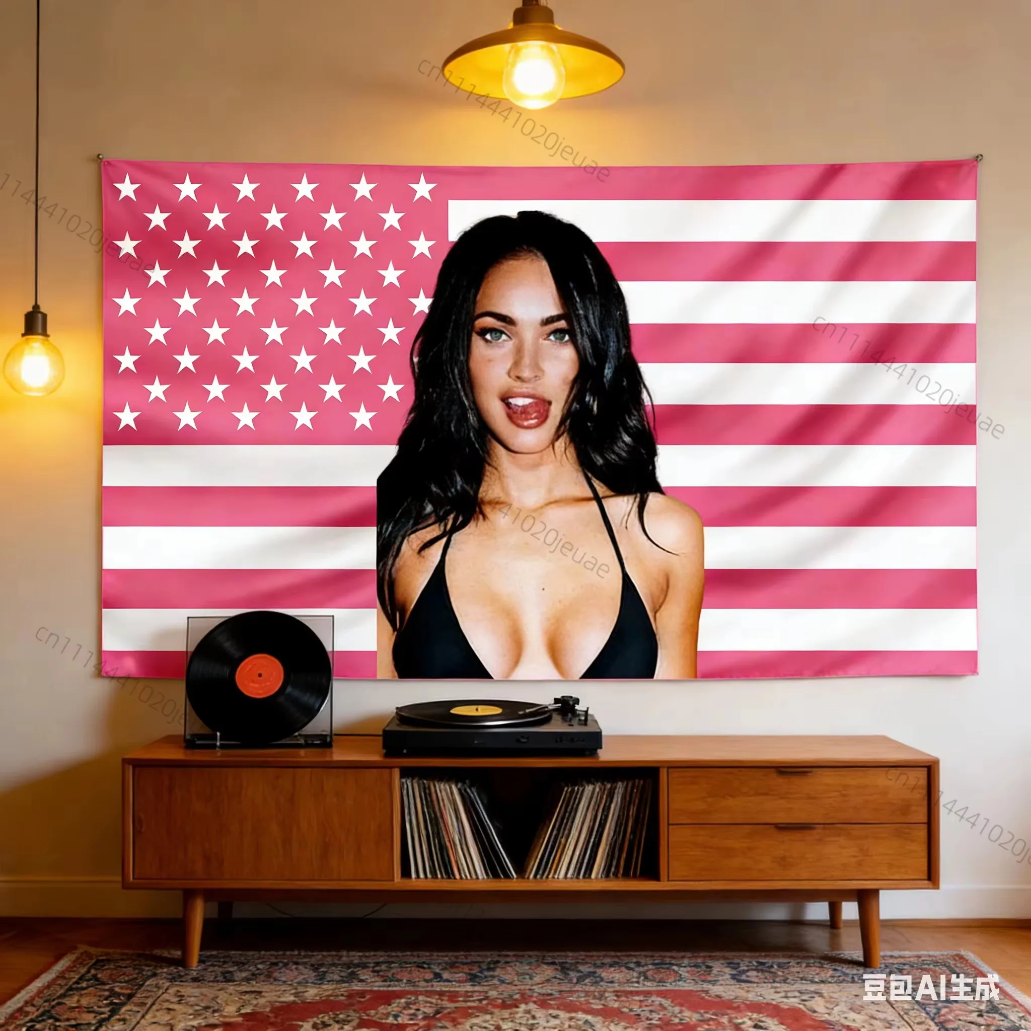 Home Decor Usa - Pink USA Flag Megan Fox Tapestry,