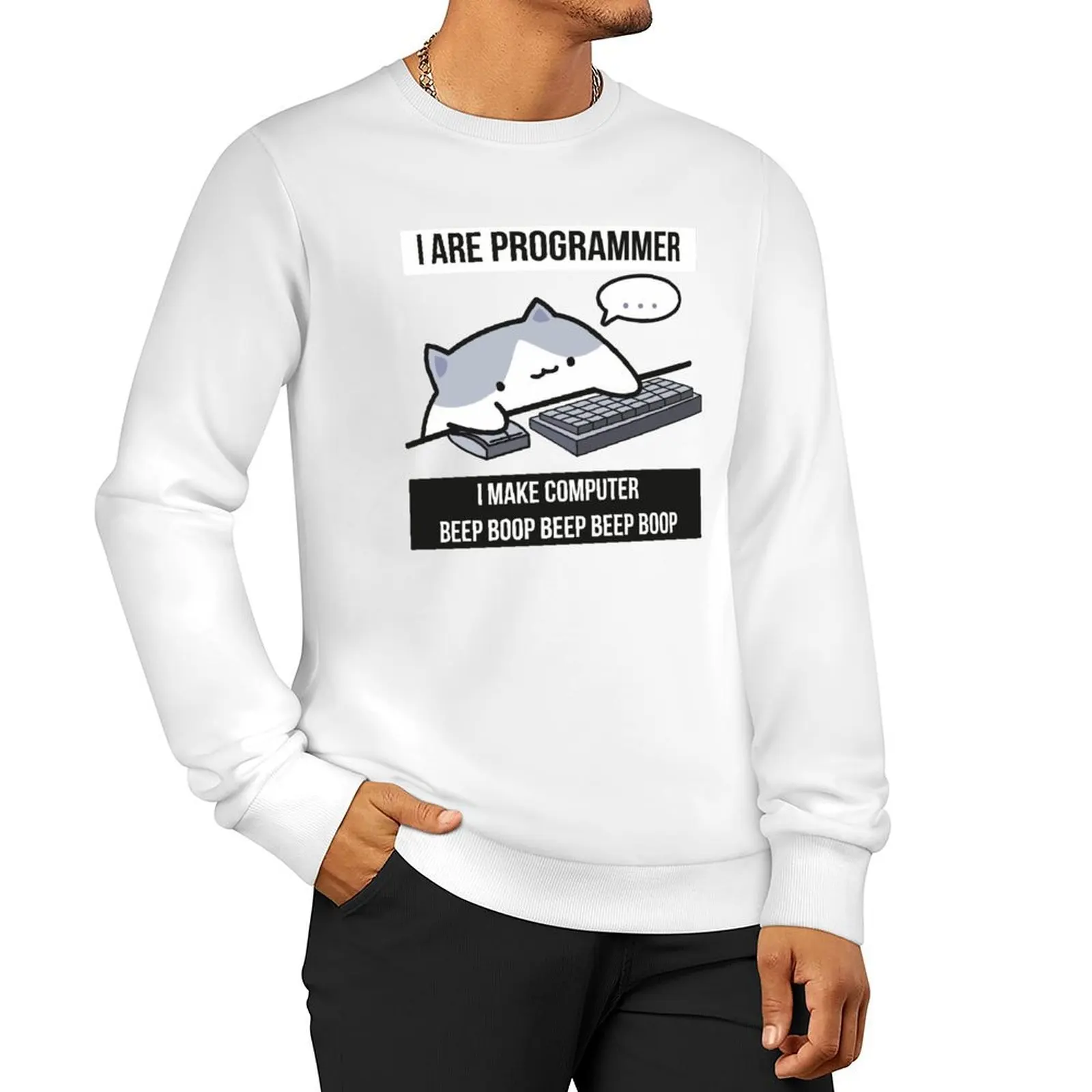 

Cat programmer Sweatshirt anime clothes oversize sweatshirts