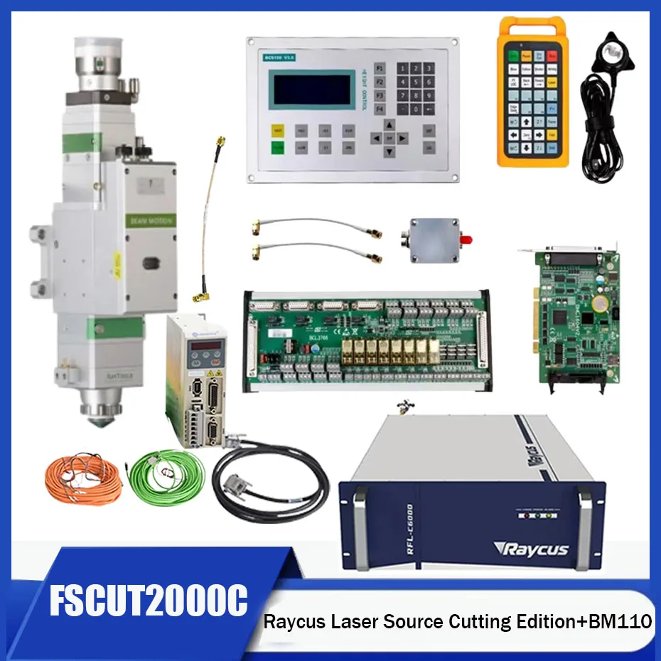 Laser cutting machine controller Bochu system FSCUT200C+Raytools BM110 automatic laser cutting head Raycus laser source 1500W