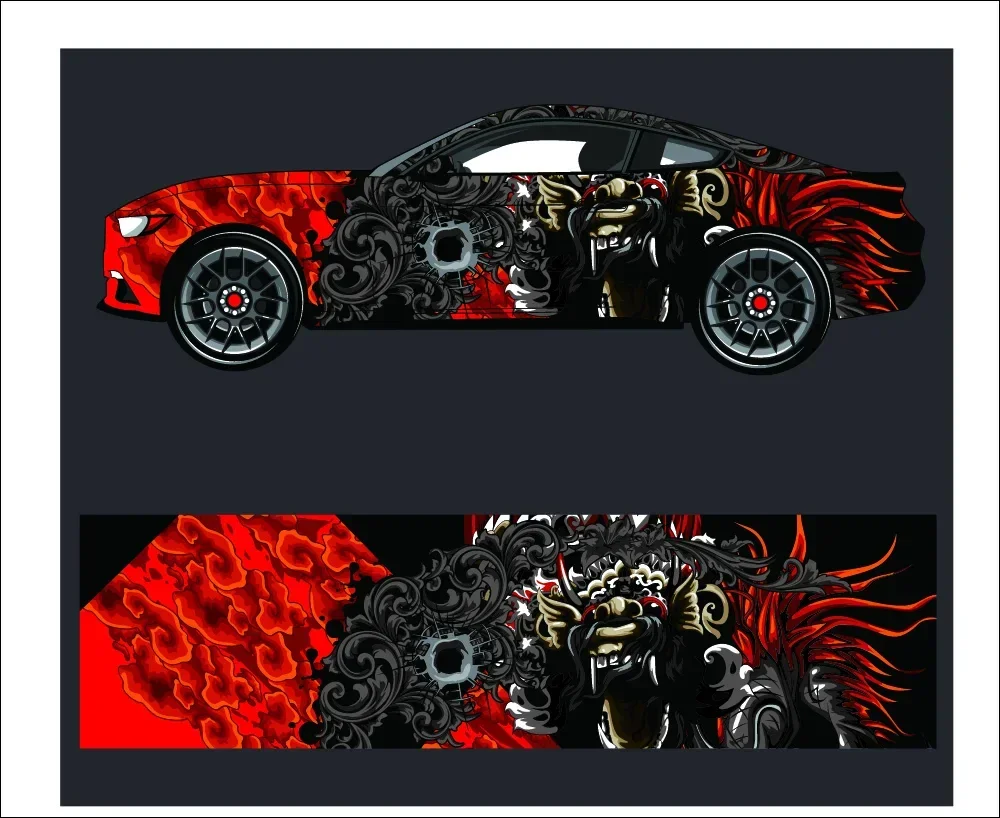 

Design Pattern Full Body Vinyl Wrap Modern Design Red Retro Car Full Wrap Sticker Decorative Car Decal Racing Graphic Decal