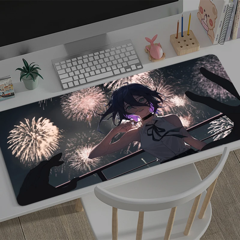 Gaming Mouse Pad Chainsaw Man Reze Accessories Office Gamer Keyboard Desk Mat Non-Slip Laptop ground mat Large PC Anime Mousepad