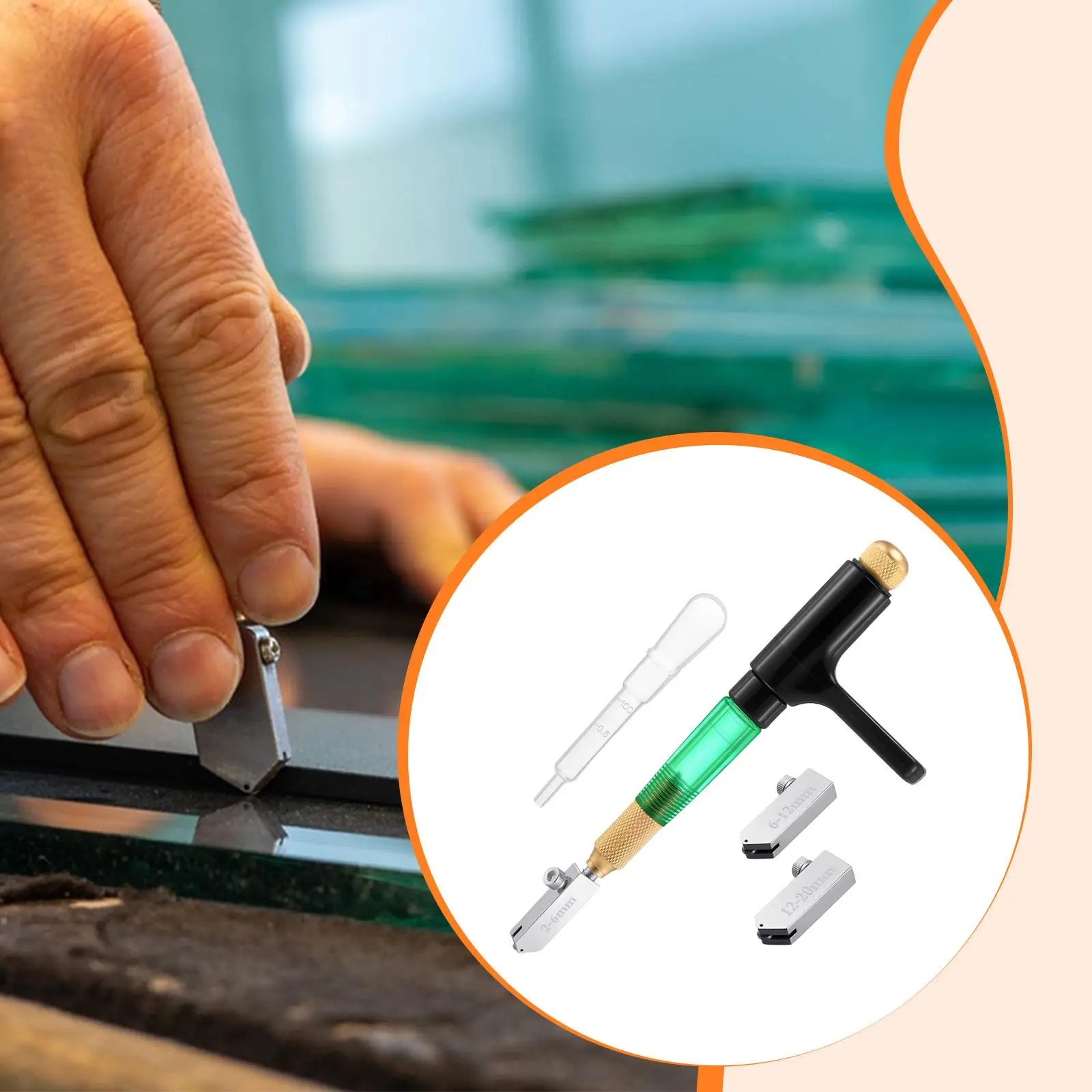 

Стеклорез с 3 сменными головками, 2 мм-20 мм, режущий инструмент, инструмент для заточки стекла, резак для подачи масла для зеркал, витражи, мозаики