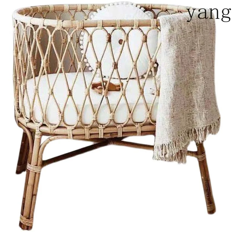 LH1 rattan woven retro pure handmade natural rattan woven small bed