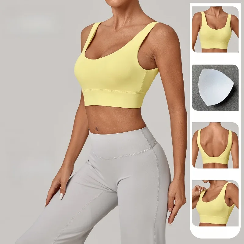 Reggiseno sportivo da yoga ad alto supporto per donna, top da allenamento con schiena scoperta e abbigliamento da palestra fitness da corsa per yoga a fascia larga