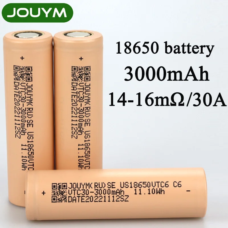 

JOUYM 3000mAh High Current 18650 Battery 3.7V discharge 30A Lithium-ion Batteries Power cell for Screwdriver Tool