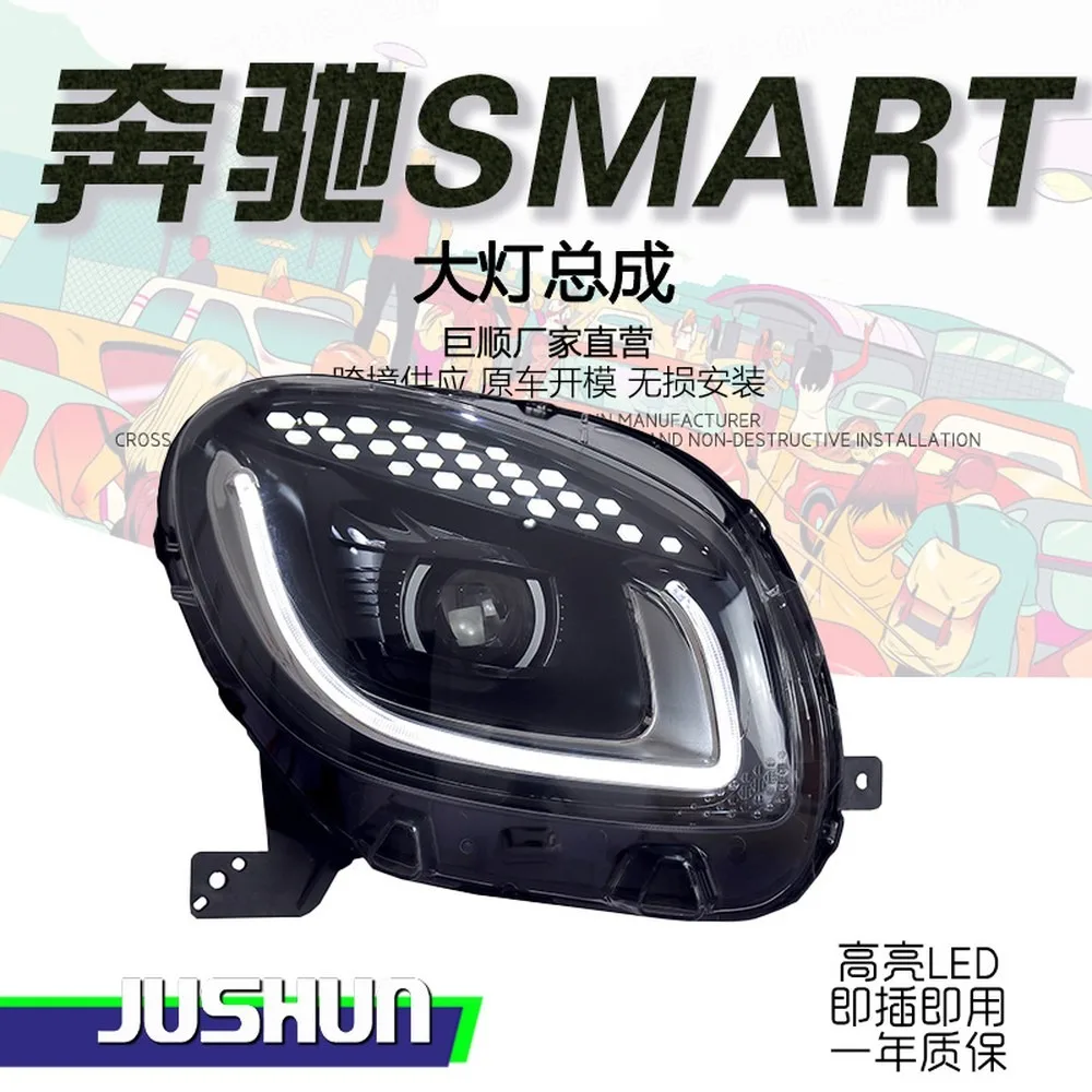 For Smart Fortwo 453 2015-2022 LED Headlight Assembly DRL Dual Beam Projector Lens
