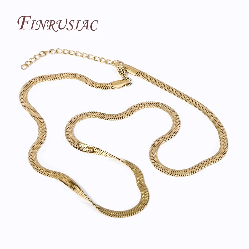 Stainless Steel Flat Blade Snake Link Chains 18K Gold Plated High Quality Necklace/Bracelet Chains Men & Women Couple Jewellery