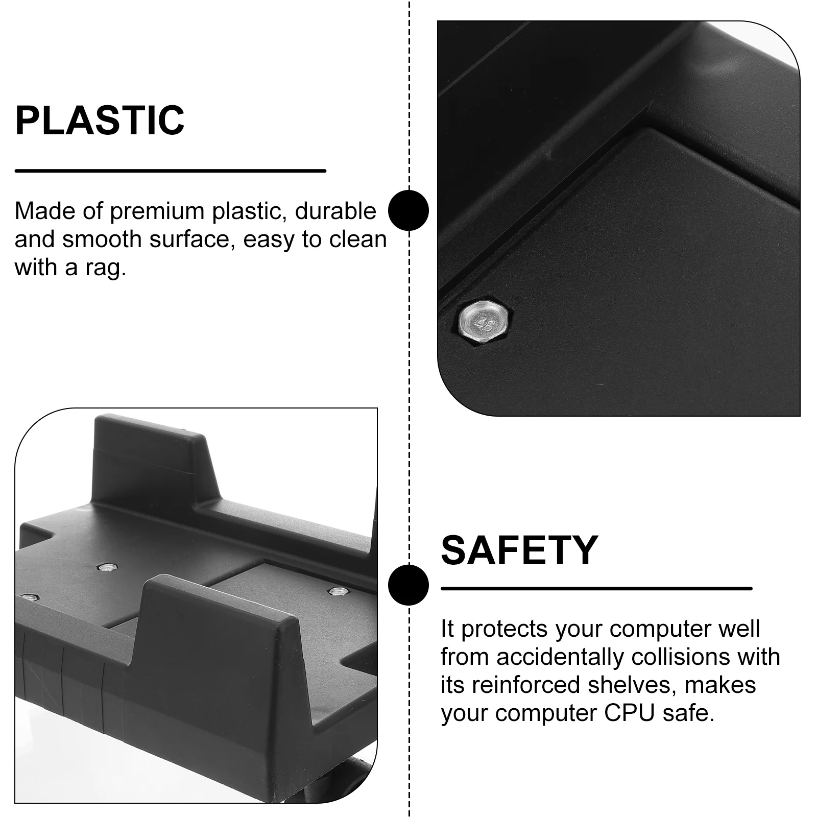 Suporte para caixa de computador, torre, prateleira, suporte para cpu com rodízios, estrutura principal, polia, suporte de plástico pp