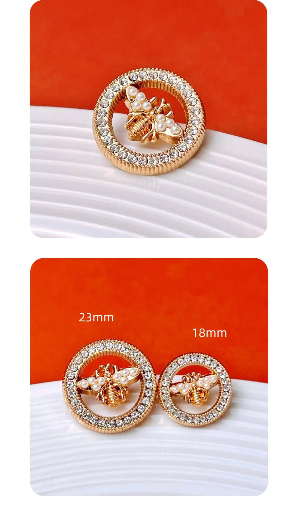 10 Stück Metallknöpfe zum Nähen, Kleidung, eingelegte Perlen, Strass, dekorative silberne Knöpfe, DIY-Bastelzubehör, hohle Knöpfe, 18/23 mm – Detail 2