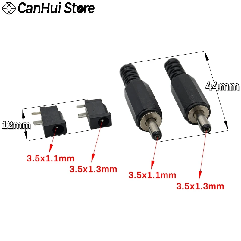 10pcs DC002 Panel Mount DC Power Jack/Plug 3.5x1.1mm/1.3mm 0.5A/30V Male Female Connector