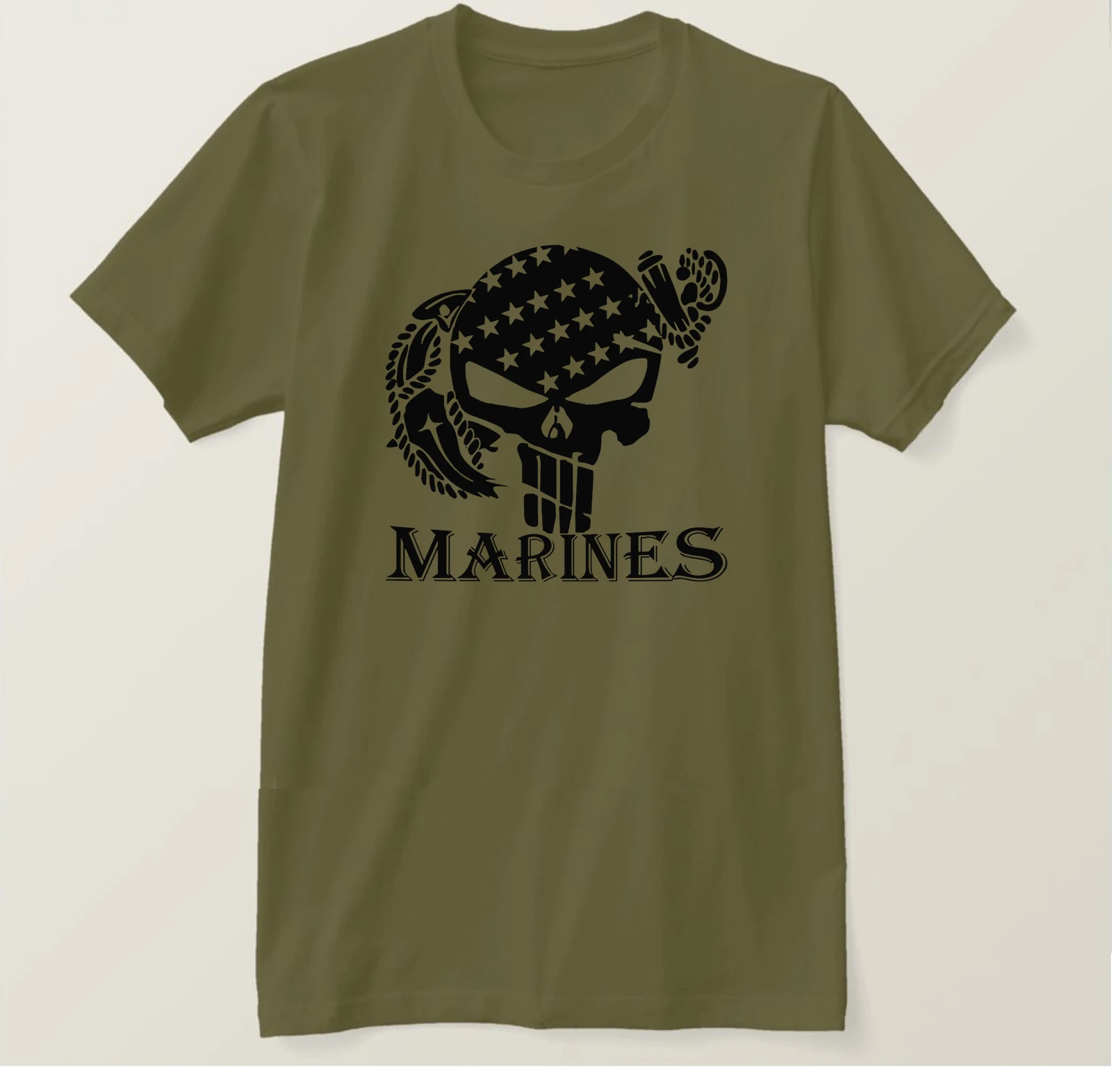 

American Flag Skull & Anchor Marines Mens T-Shirt. Summer Cotton Short Sleeve O-Neck Unisex T Shirt New S-3XL