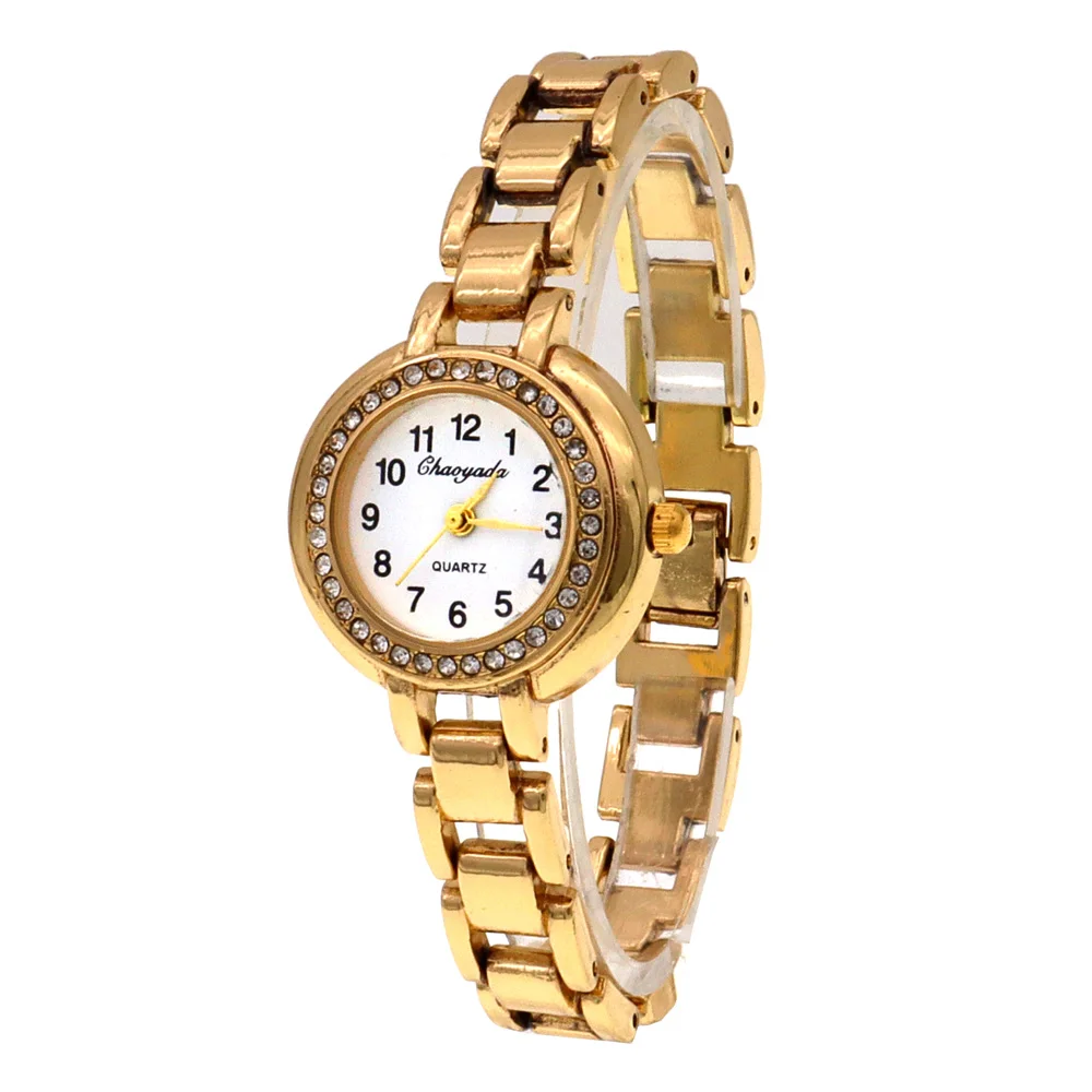 Casual Gold Fashion Womens Alloy Band Quartz Analog Round Bracelet Watch Gift Female Ladies Wrist Watches Clock Female Dress