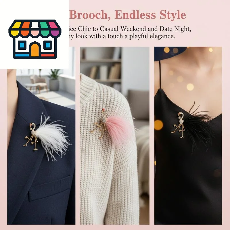 Korean Style Flamingo Brooch - Elegant Animal Badge Pin for Women Girls, Unisex Fashion Jewelry Accessory