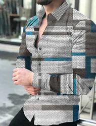 Men's Shirt Plaid Striped Graphic Prints Geometry Turndown Outdoor Street Long Sleeve Button-Down Clothing Fashion Designer