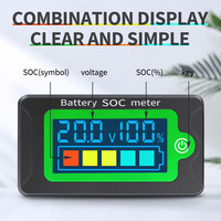 Waterproof Battery Capacity Indicator DC Voltmeter 8-100V Lead Acid Lithium Iron Battery Tester SOC Meter 12V 24V 48V 72V