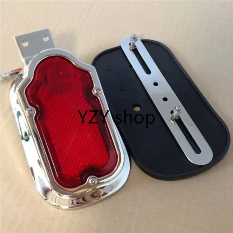 Motorcycle Chrome Red Tombstone Brake Tail Light Signal For Harley Bike Aluminiu