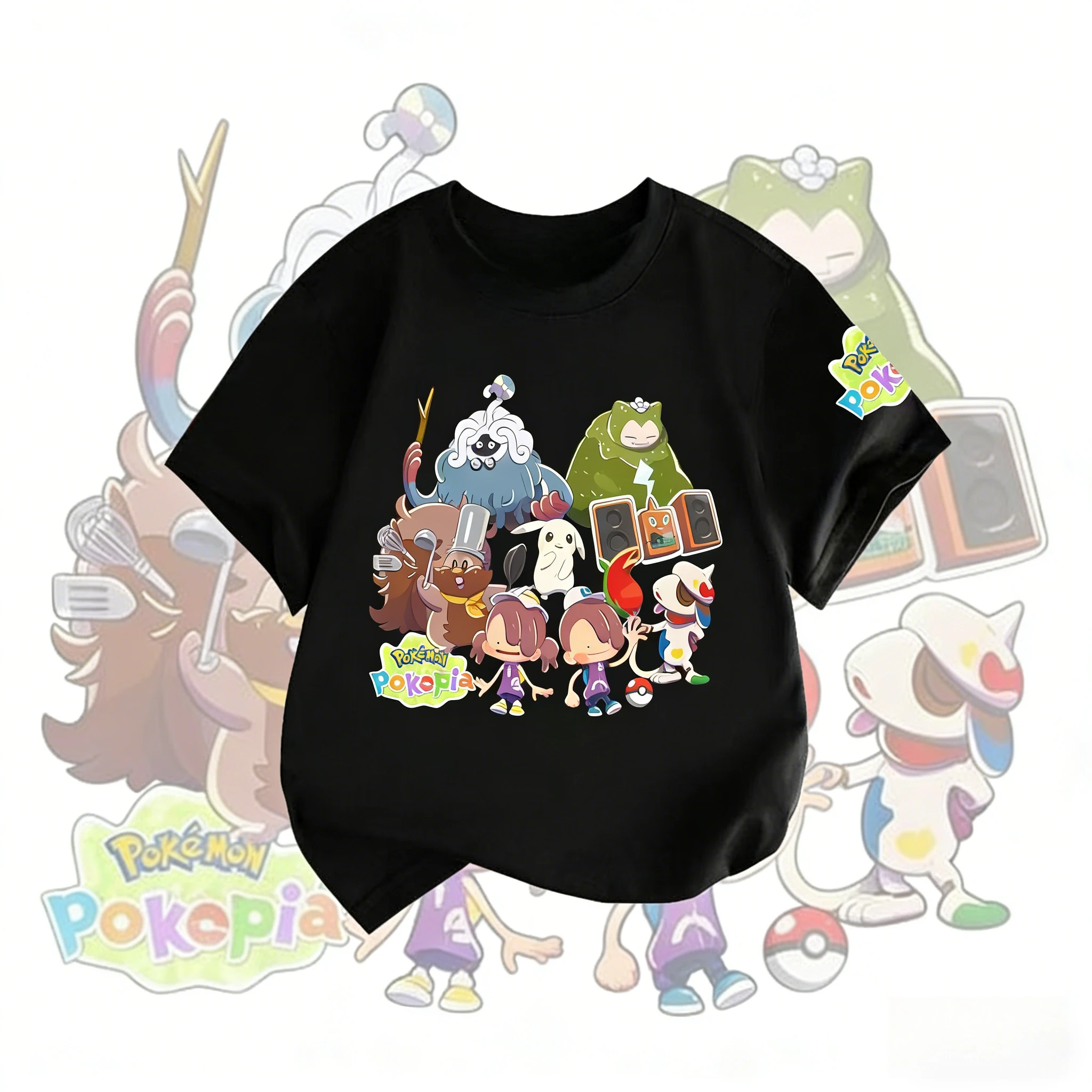 2026 Sommer 100% Baumwolle Bedrucktes T-Shirt, Unisex Oversized Lässiges Atmungsaktives Shirt, Bequemes Übergrößen-Oberteil mit Niedlichem Anime-Kreaturen-Grafikdruck