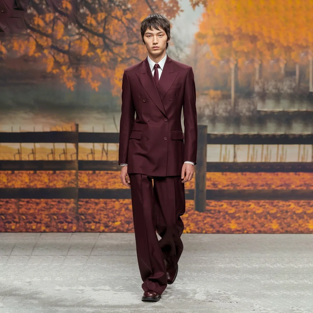 

Двубортный мужской костюм из 2 предметов, куртка, брюки, деловой повседневный пиджак для работы, поездок на работу, вечерние блейзер, комплект Traje De Hombre Elegante